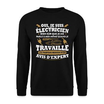 Oui, Je Suis Électricien Humour Cadeau - Sweat-shirt Unisexe - noir - Devant - Alina (178cm) & Michal (187cm)