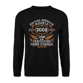 Rétro Cadeau Anniversaire 20 Ans Homme Femme 2003 - Sweat-shirt Unisexe - noir - Devant - Alina (178cm) & Michal (187cm)
