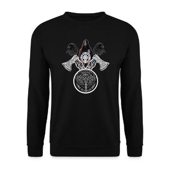 Corbeaux, Odin, Valhalla, Guerriers, Vikings Vikings Vikings - Sweat-shirt Unisexe - noir - Devant - Alina (178cm) & Michal (187cm)