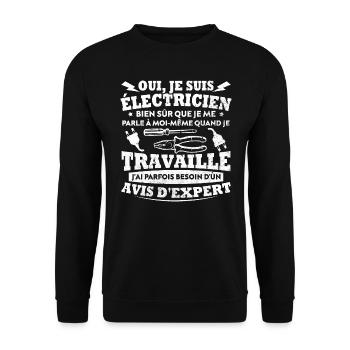 Oui, Je Suis Électricien Humour Cadeau - Sweat-shirt Unisexe - noir - Devant - Alina (178cm) & Michal (187cm)