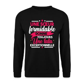 Une sœur formidable donne une tata exceptionnelle - Sweat-shirt Unisexe - noir - Devant - Alina (178cm) & Michal (187cm)
