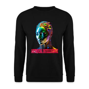 Intelligence artificielle AI,Art Cyborg Robot - Sweat-shirt Unisexe - noir - Devant - Alina (178cm) & Michal (187cm)