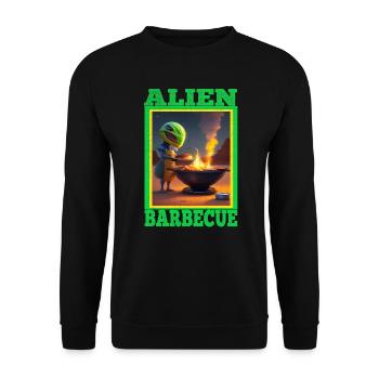 Alien Barbeque Grillen Grillmeister BBQ - Unisex Pullover - Schwarz - Vorne - Alina (178cm) & Michal (187cm)