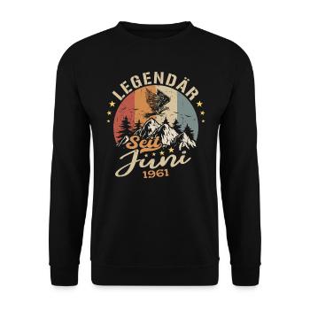Legendär seit Juni 1961 - Geburtstag 1961 - Unisex Pullover - Schwarz - Vorne - Alina (178cm) & Michal (187cm)