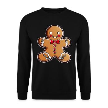 Niedlicher Lebkuchenmann - Unisex Pullover - Schwarz - Vorne - Alina (178cm) & Michal (187cm)
