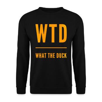 What the Duck lustiges Geschenk WTD - Unisex Pullover - Schwarz - Vorne - Alina (178cm) & Michal (187cm)