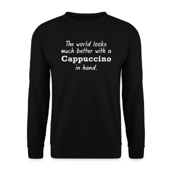 Cappuccino for a better world - Unisex Sweatshirt - black - Front - Alina (178cm) & Michal (187cm)