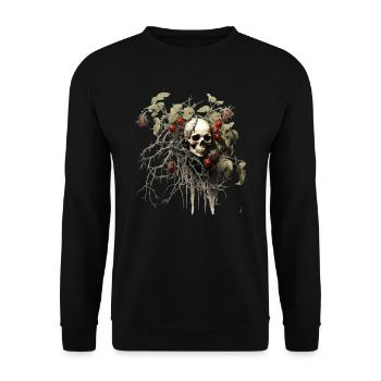Skeleton with Plant, Gothic, Fantasy, Druid, Nature - Unisex Sweatshirt - black - Front - Alina (178cm) & Michal (187cm)