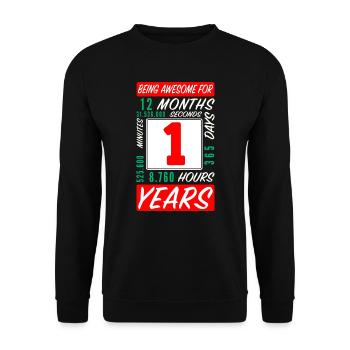 Enfants 1 Ans Anniversaire Mois Heures - Sweat-shirt Unisexe - noir - Devant - Alina (178cm) & Michal (187cm)