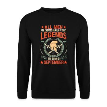 Sparta Legend Born in September - Unisex Sweatshirt - black - Front - Alina (178cm) & Michal (187cm)