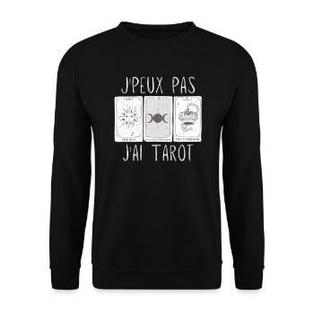 J'peux pas j'ai Tarot humour cadeau Joueur de Cart - Sweat-shirt Unisexe - noir - Devant - Alina (178cm) & Michal (187cm)