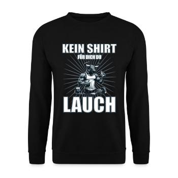 Funny Leek Design with Bodybuilder Bull - Unisex Sweatshirt - black - Front - Alina (178cm) & Michal (187cm)