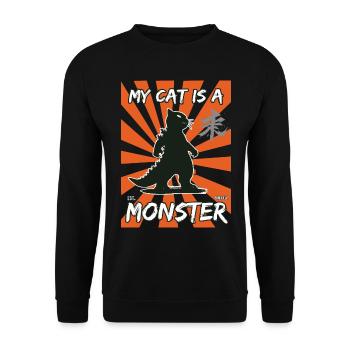 Funny Cat Design: My Cat is a Monster - Unisex Sweatshirt - black - Front - Alina (178cm) & Michal (187cm)
