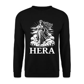 Hera, die griechische Göttin – Design für Mytholog - Unisex Pullover - Schwarz - Vorne - Alina (178cm) & Michal (187cm)