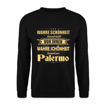 La vraie beauté vient de Palermo Design - Sweat-shirt Unisexe - noir - Devant - Alina (178cm) & Michal (187cm)
