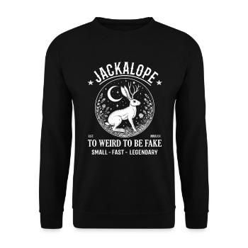 Jackalope Design - Das mystische Kaninchen - Unisex Pullover - Schwarz - Vorne - Alina (178cm) & Michal (187cm)