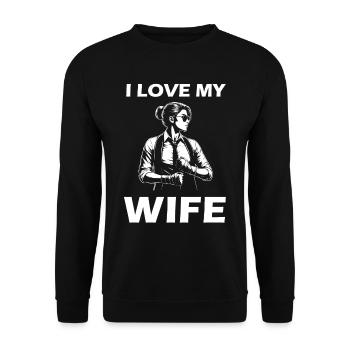 J’aime ma femme - Le design pour la femme forte - Sweat-shirt Unisexe - noir - Devant - Alina (178cm) & Michal (187cm)