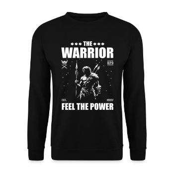Der Krieger - cooles Fantasy Rollenspiel Design - Unisex Pullover - Schwarz - Vorne - Alina (178cm) & Michal (187cm)