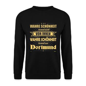Wahre Schönheit kommt aus Dortmund Design - Unisex Pullover - Schwarz - Vorne - Alina (178cm) & Michal (187cm)