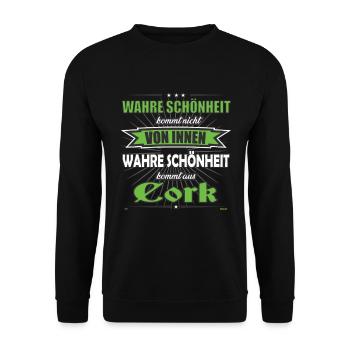 La vraie beauté vient de Cork Design - Sweat-shirt Unisexe - noir - Devant - Alina (178cm) & Michal (187cm)