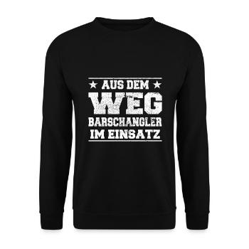 Out of the Way Perch Angler in Action Design - Unisex Sweatshirt - black - Front - Alina (178cm) & Michal (187cm)