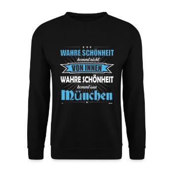 True beauty comes from Munich Design - Unisex Sweatshirt - black - Front - Alina (178cm) & Michal (187cm)
