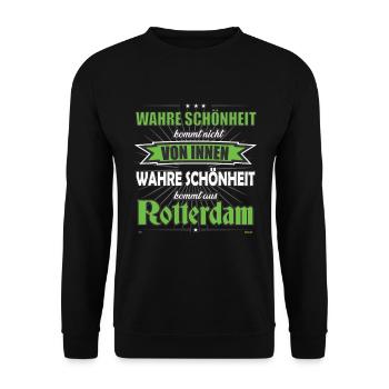 True beauty comes from Rotterdam design - Unisex Sweatshirt - black - Front - Alina (178cm) & Michal (187cm)