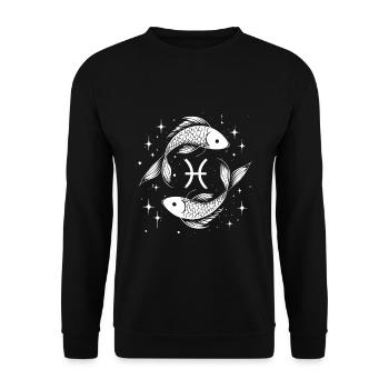 Sternzeichen Fische - für echte Fisch-Geborene - Unisex Pullover - Schwarz - Vorne - Alina (178cm) & Michal (187cm)