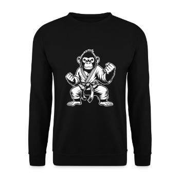 Kampfsport Affe - Meister der Beweglichkeit - Unisex Pullover - Schwarz - Vorne - Alina (178cm) & Michal (187cm)