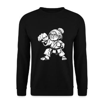 Grandma Martial Artist – The Wisdom of Strength - Unisex Sweatshirt - black - Front - Alina (178cm) & Michal (187cm)