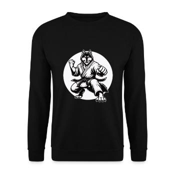 Loup d’arts martiaux – Force et loyauté - Sweat-shirt Unisexe - noir - Devant - Alina (178cm) & Michal (187cm)