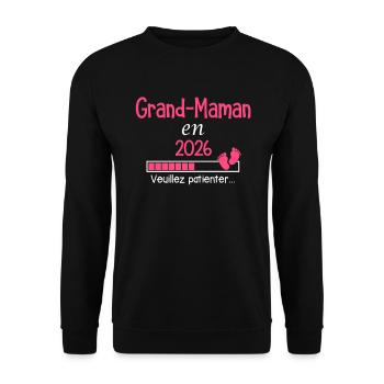 Grand-Maman en 2026 cadeau future Grand-mère - Sweat-shirt Unisexe - noir - Devant - Alina (178cm) & Michal (187cm)