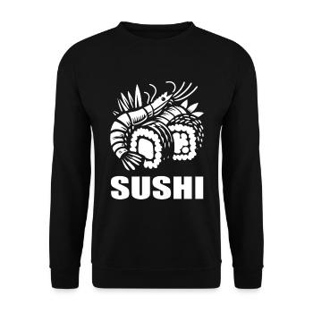 Sushi Design für den Fan der japanischen Küche - Unisex Pullover - Schwarz - Vorne - Alina (178cm) & Michal (187cm)
