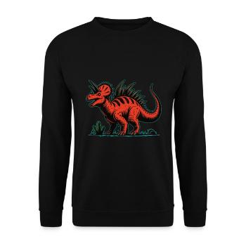 Red Dinosaur – The Design for Real Dino Fans - Unisex Sweatshirt - black - Front - Alina (178cm) & Michal (187cm)