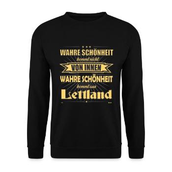 La vraie beauté vient de Lettonie Design - Sweat-shirt Unisexe - noir - Devant - Alina (178cm) & Michal (187cm)