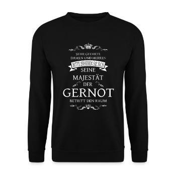 Seine Majestät der Gernot betritt den Raum - Unisex Pullover - Schwarz - Vorne - Alina (178cm) & Michal (187cm)