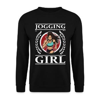 Jogging Girl – Laufen ist Leben! - Unisex Pullover - Schwarz - Vorne - Alina (178cm) & Michal (187cm)