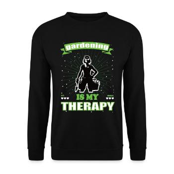 Gartenarbeit ist meine Therapie - Gartenfreunde - Unisex Pullover - Schwarz - Vorne - Alina (178cm) & Michal (187cm)