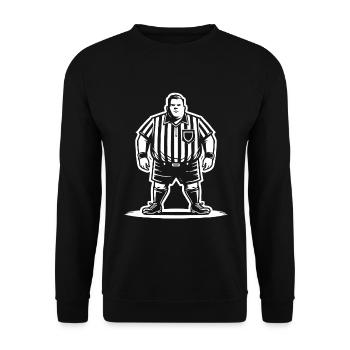 Der große, starke Schiedsrichter – Unbestechlich & - Unisex Pullover - Schwarz - Vorne - Alina (178cm) & Michal (187cm)