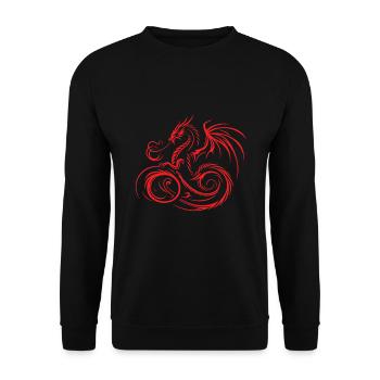 Roter Drache Mystisch, Kraftvoll und Majestätisch - Unisex Pullover - Schwarz - Vorne - Alina (178cm) & Michal (187cm)