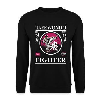 Combattant de taekwondo – Force, concentration, perfection - Sweat-shirt Unisexe - noir - Devant - Alina (178cm) & Michal (187cm)