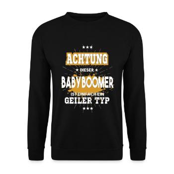 Attention this baby boomer just a guy - Unisex Sweatshirt - black - Front - Alina (178cm) & Michal (187cm)