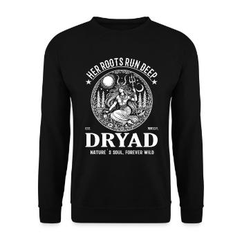 Dryade, ihre Wurzeln sind Tief - Dryaden Design - Unisex Pullover - Schwarz - Vorne - Alina (178cm) & Michal (187cm)