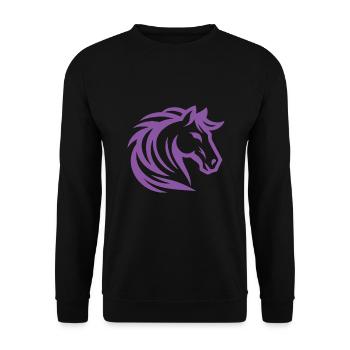 Cooles lila Pferd Design - Unisex Pullover - Schwarz - Vorne - Alina (178cm) & Michal (187cm)