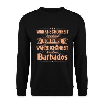 Wahre Schönheit kommt aus Barbados Design - Unisex Pullover - Schwarz - Vorne - Alina (178cm) & Michal (187cm)
