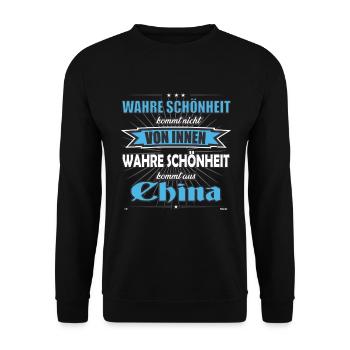 True beauty comes from China Design - Unisex Sweatshirt - black - Front - Alina (178cm) & Michal (187cm)