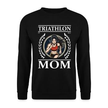 Triathlon Mom - Mutter und Triathletin - Unisex Pullover - Schwarz - Vorne - Alina (178cm) & Michal (187cm)