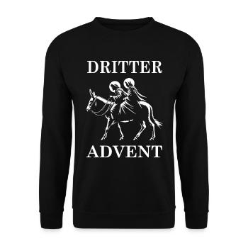 Dritter Advent – Auf dem Weg nach Bethlehem - Unisex Pullover - Schwarz - Vorne - Alina (178cm) & Michal (187cm)
