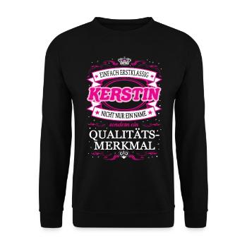 Qualitätsmerkmal Kerstin einfach Erstklassig - Unisex Pullover - Schwarz - Vorne - Alina (178cm) & Michal (187cm)