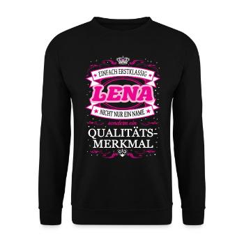 Qualitätsmerkmal Lena einfach Erstklassig - Unisex Pullover - Schwarz - Vorne - Alina (178cm) & Michal (187cm)